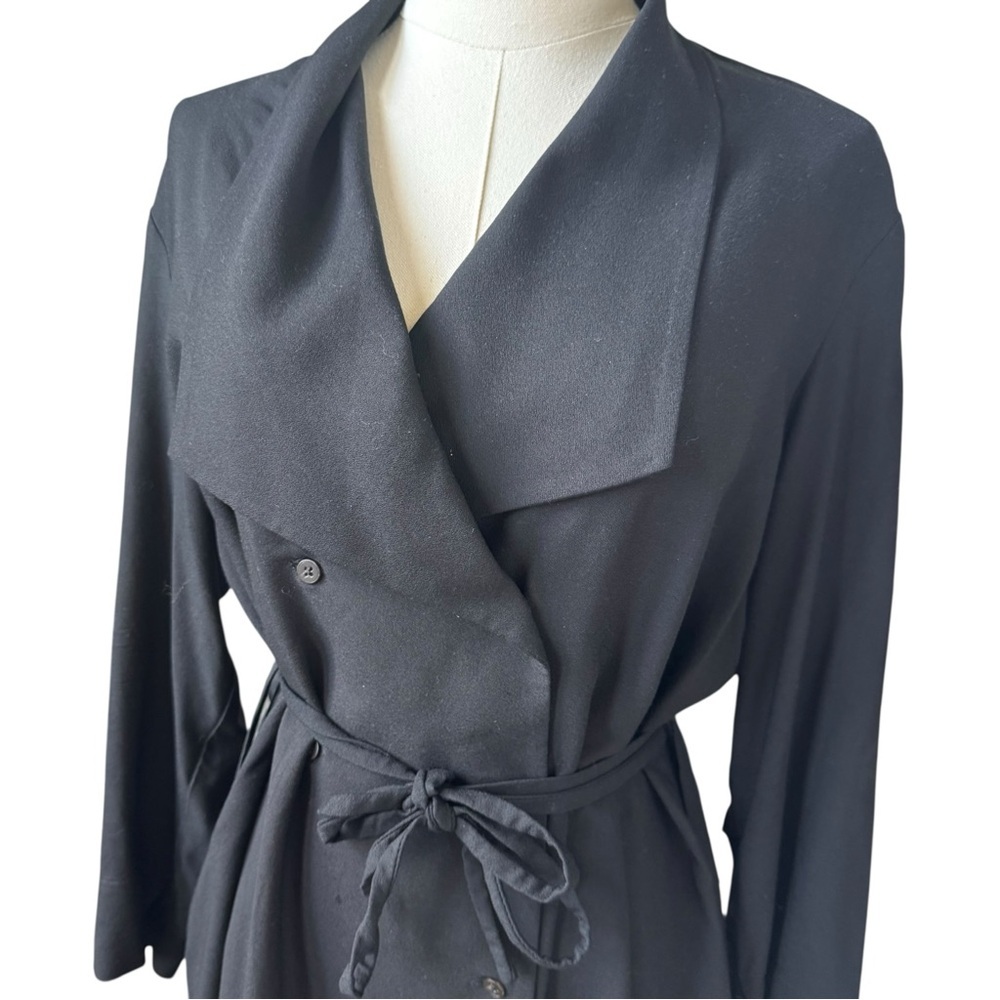 M.M. LaFleur ✘ Suzanne Trench Light Wrap Tie Collared Shirt Dress, Black, M - Picture 14 of 16